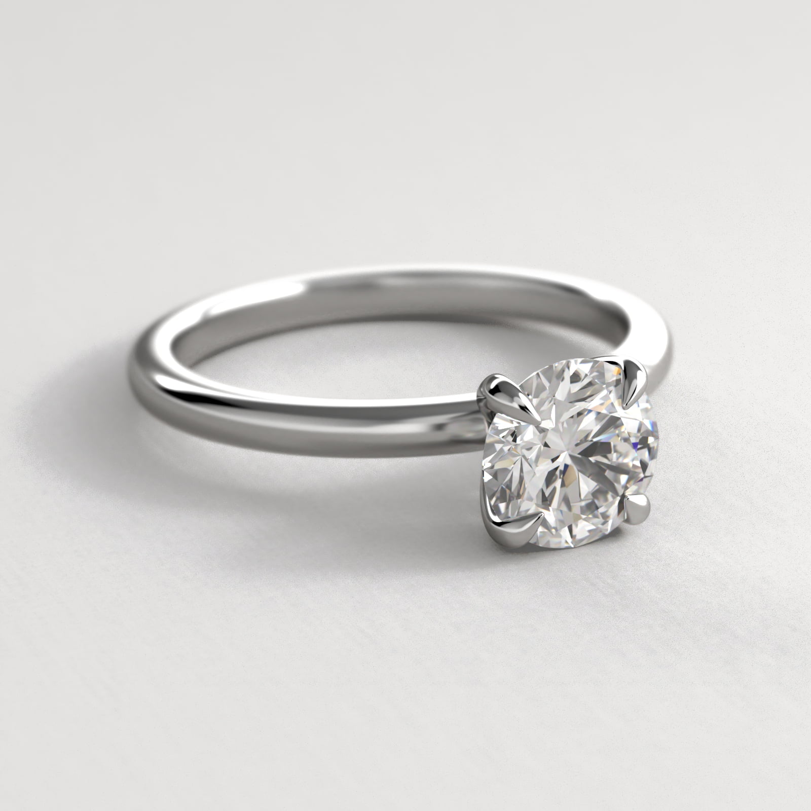 Round 1 CT Certified Lab-Grown Diamond Claw Prong Flush Fit Solitaire Engagement Ring In 14K White Gold