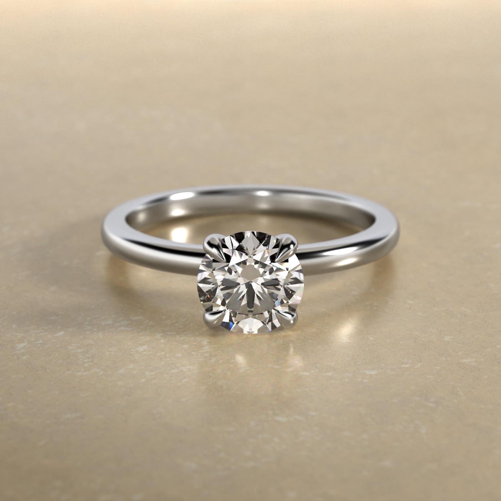 Round 1.5 CT Certified Diamond Claw Prong Flush Fit Solitaire Engagement Ring In Platinum