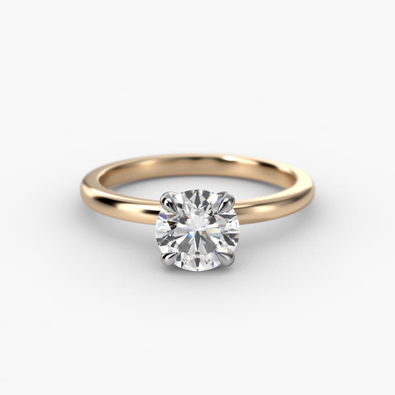 Round 1 CT Certified Diamond Claw Prong Flush Fit Solitaire Engagement Ring In 14K Yellow Gold