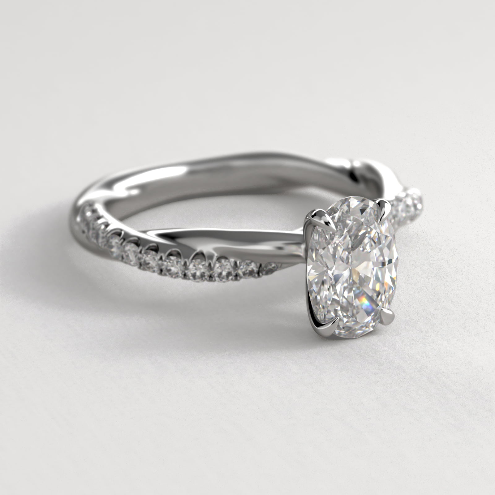 Oval Cut 2.5 CT Certified Lab-Grown Diamond Pavé Rope Engagement Ring In Platinum