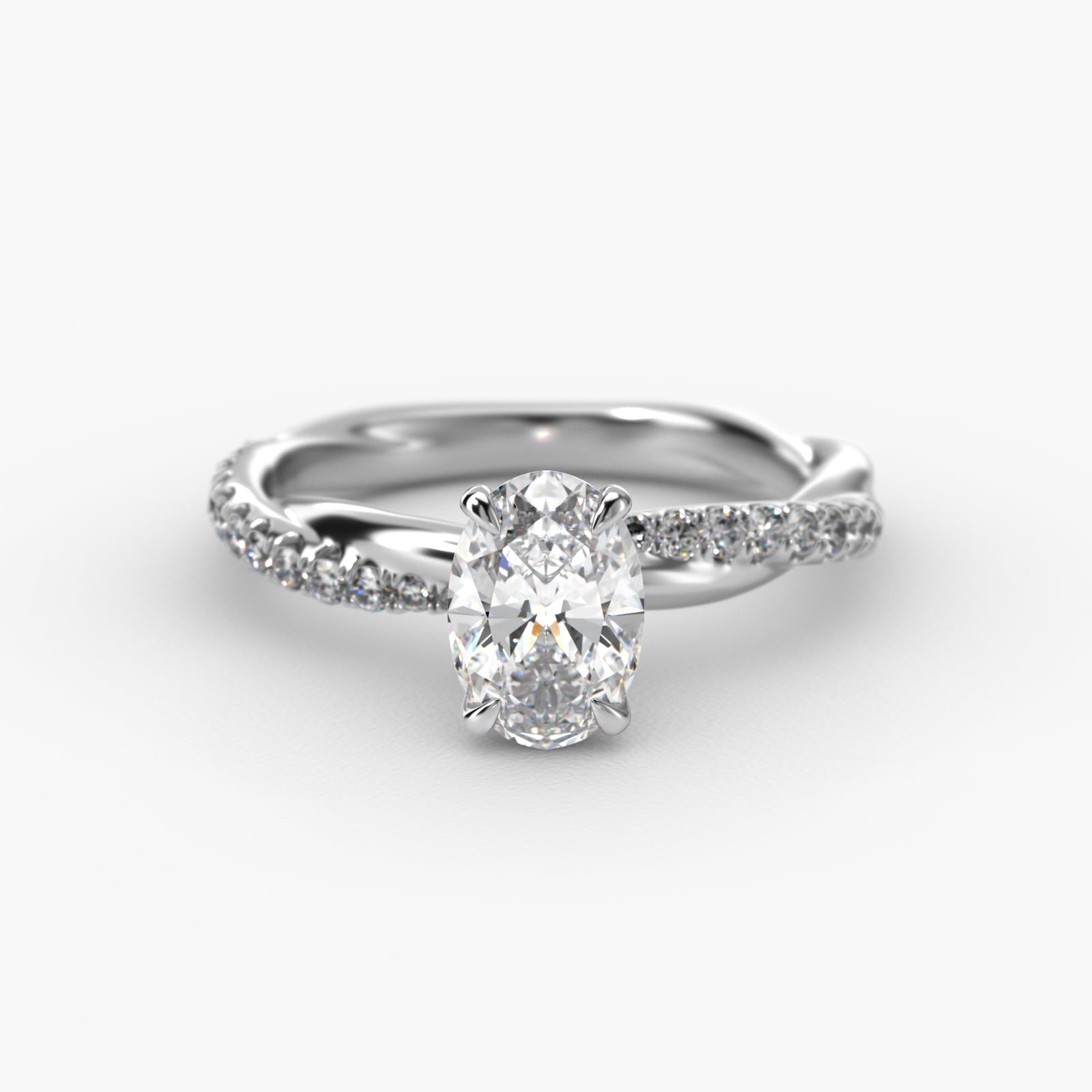 Oval Cut 2.5 CT Certified Lab-Grown Diamond Pavé Rope Engagement Ring In 14K White Gold