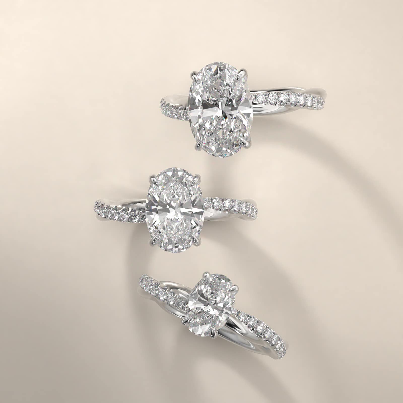 Oval Cut 1.5 CT Certified Lab-Grown Diamond Pavé Rope Engagement Ring In 14K White Gold