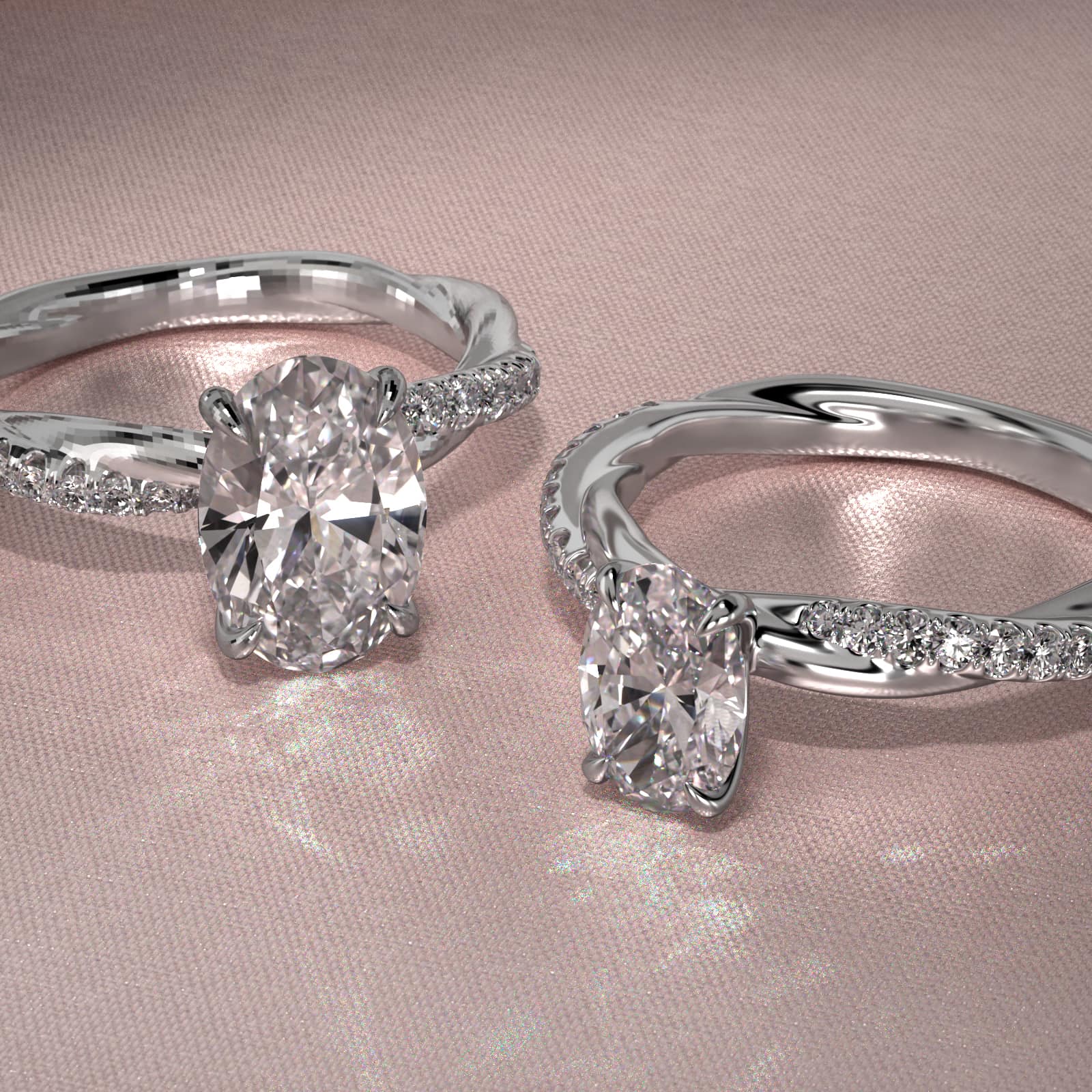 Oval Cut 1.5 CT Certified Lab-Grown Diamond Pavé Rope Engagement Ring In Platinum