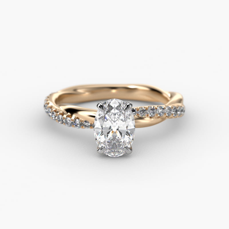 Oval Cut 2 CT Certified Lab-Grown Diamond Pavé Rope Engagement Ring In 14K Yellow Gold