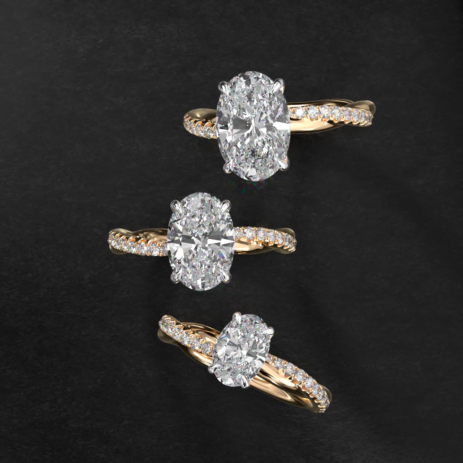 Oval Cut 1.5 CT Certified Lab-Grown Diamond Pavé Rope Engagement Ring In 14K Yellow Gold