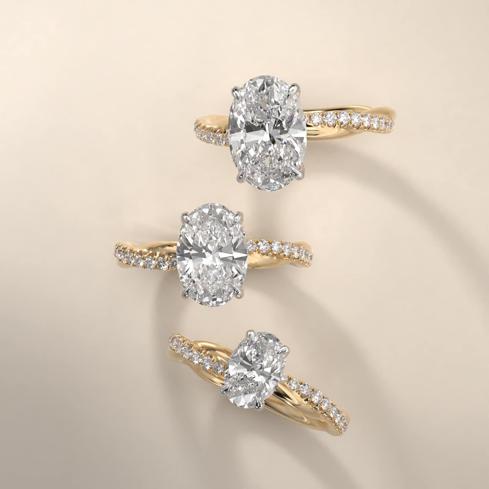 Oval Cut 2.5 CT Certified Lab-Grown Diamond Pavé Rope Engagement Ring In 14K Yellow Gold