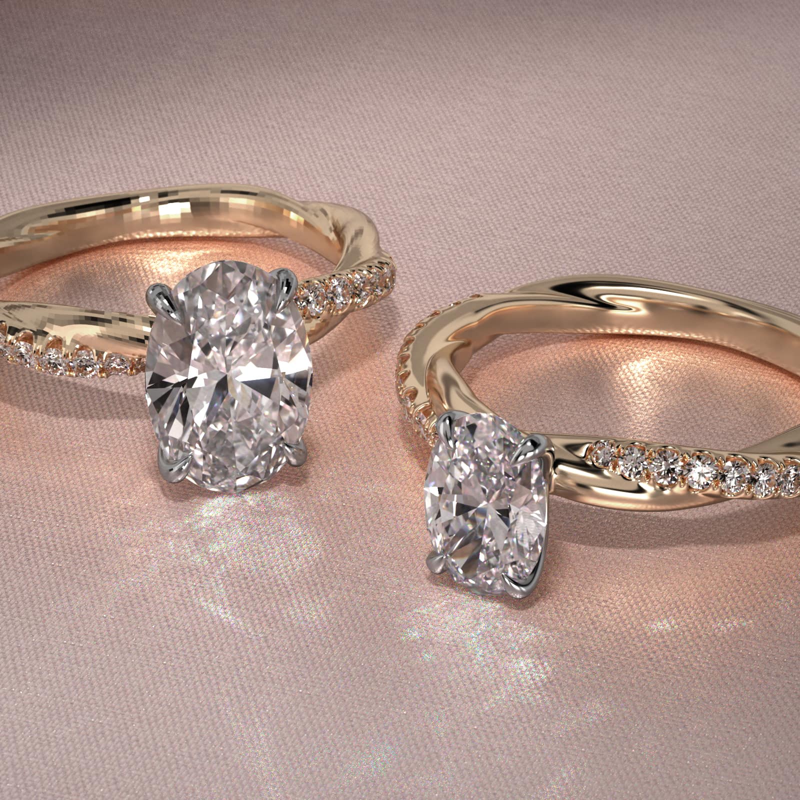 Oval Cut 1 CT Certified Lab-Grown Diamond Pavé Rope Engagement Ring In 14K Yellow Gold