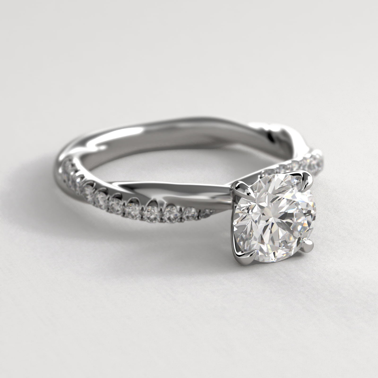 Round 1 CT Certified Lab-Grown Diamond Pavé Rope Engagement Ring In Platinum