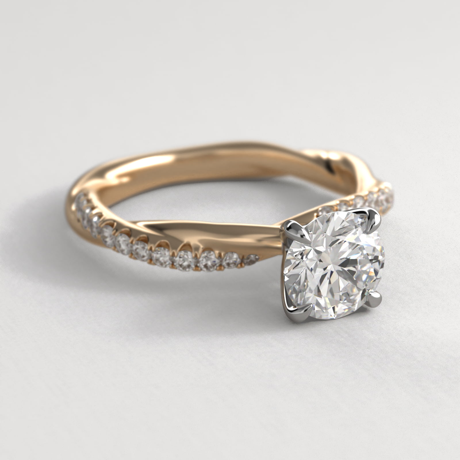 Round 2.5 CT Certified Lab-Grown Diamond Pavé Rope Engagement Ring In 14K Yellow Gold