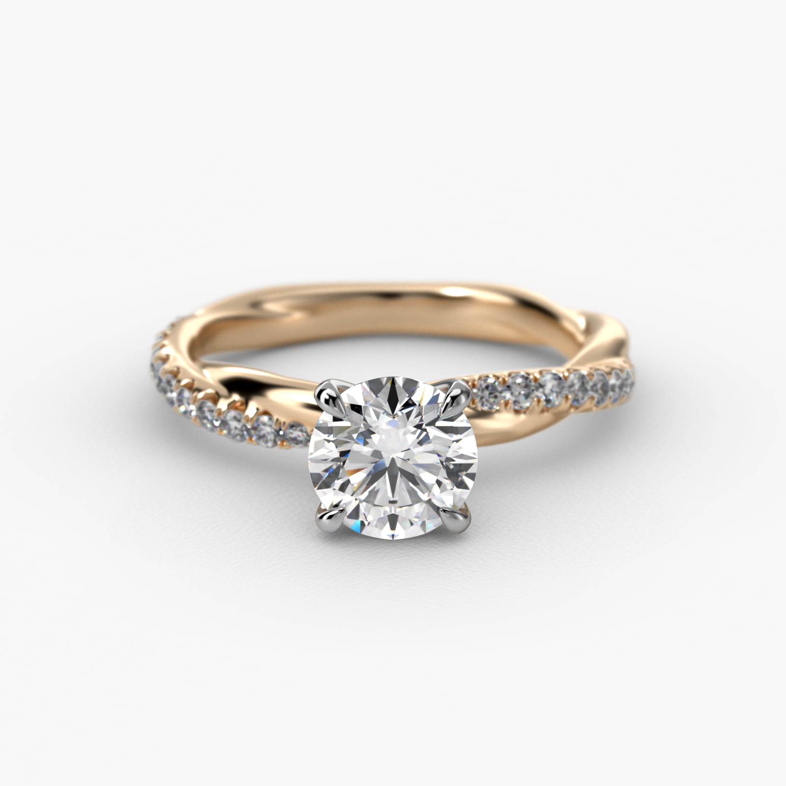 Round 1 CT Certified Lab-Grown Diamond Pavé Rope Engagement Ring In 14K Yellow Gold