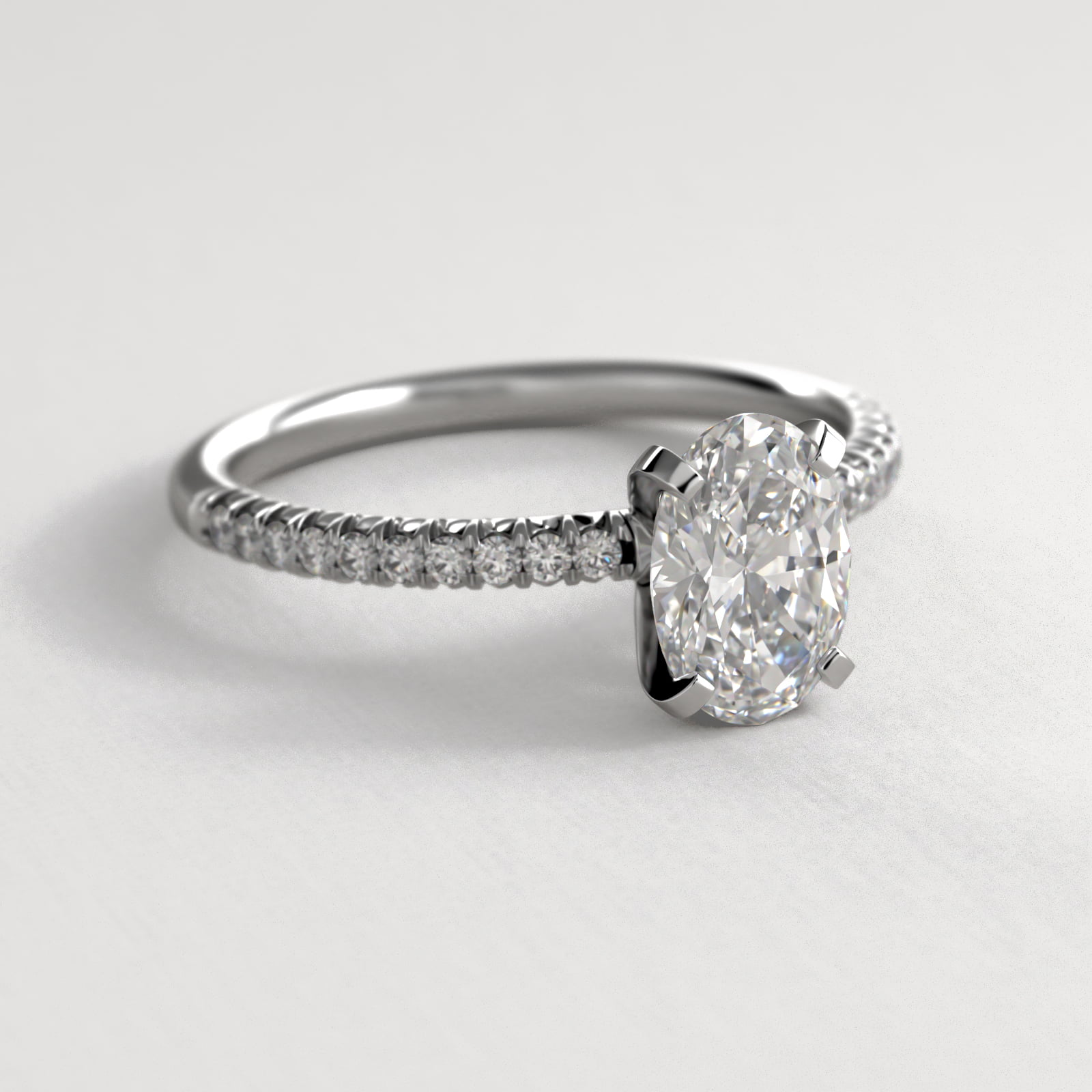 Oval Cut 1 CT Certified Lab-Grown Diamond Petite Pavé Engagement Ring In Platinum