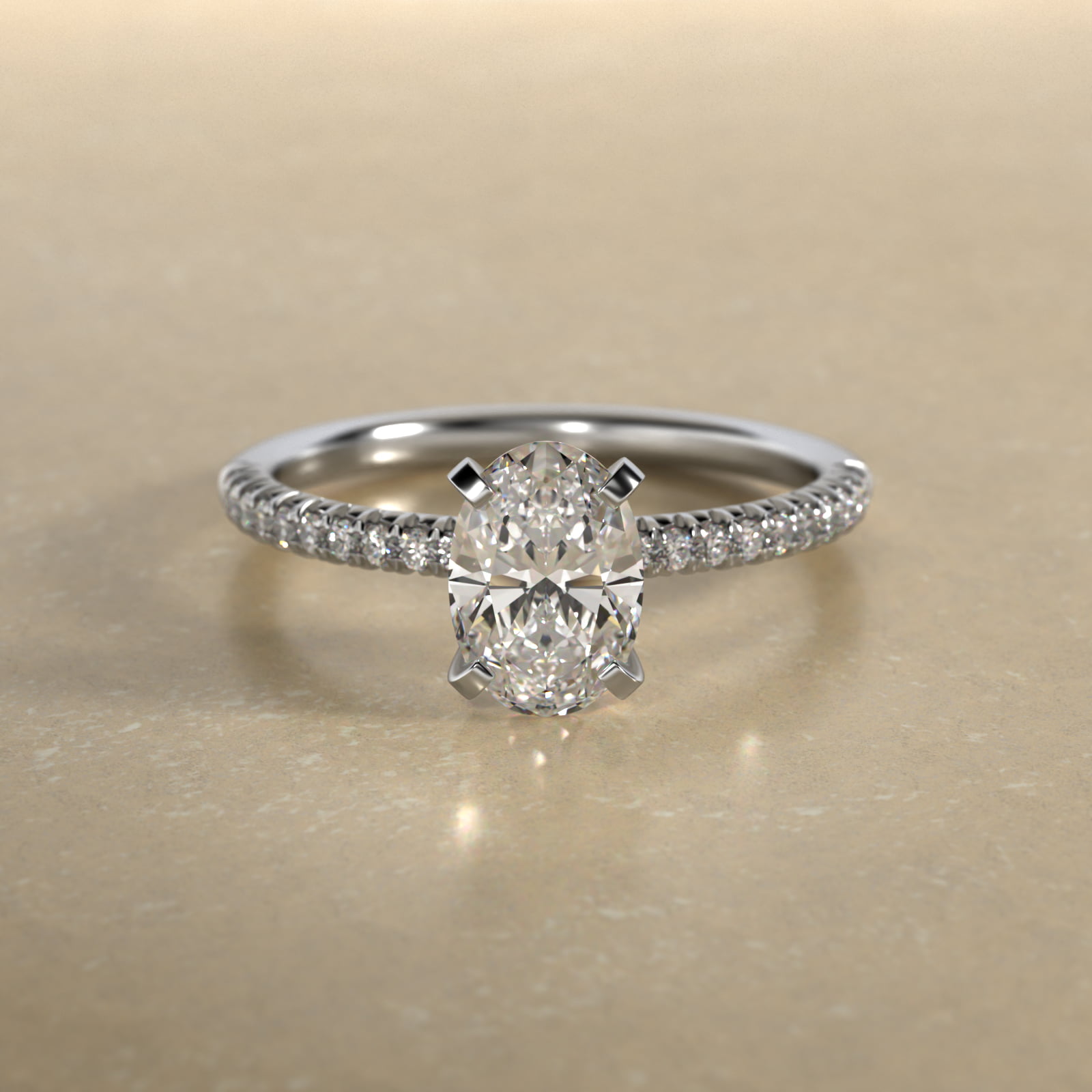 Oval Cut 2.5 CT Certified Lab-Grown Diamond Petite Pavé Engagement Ring In Platinum