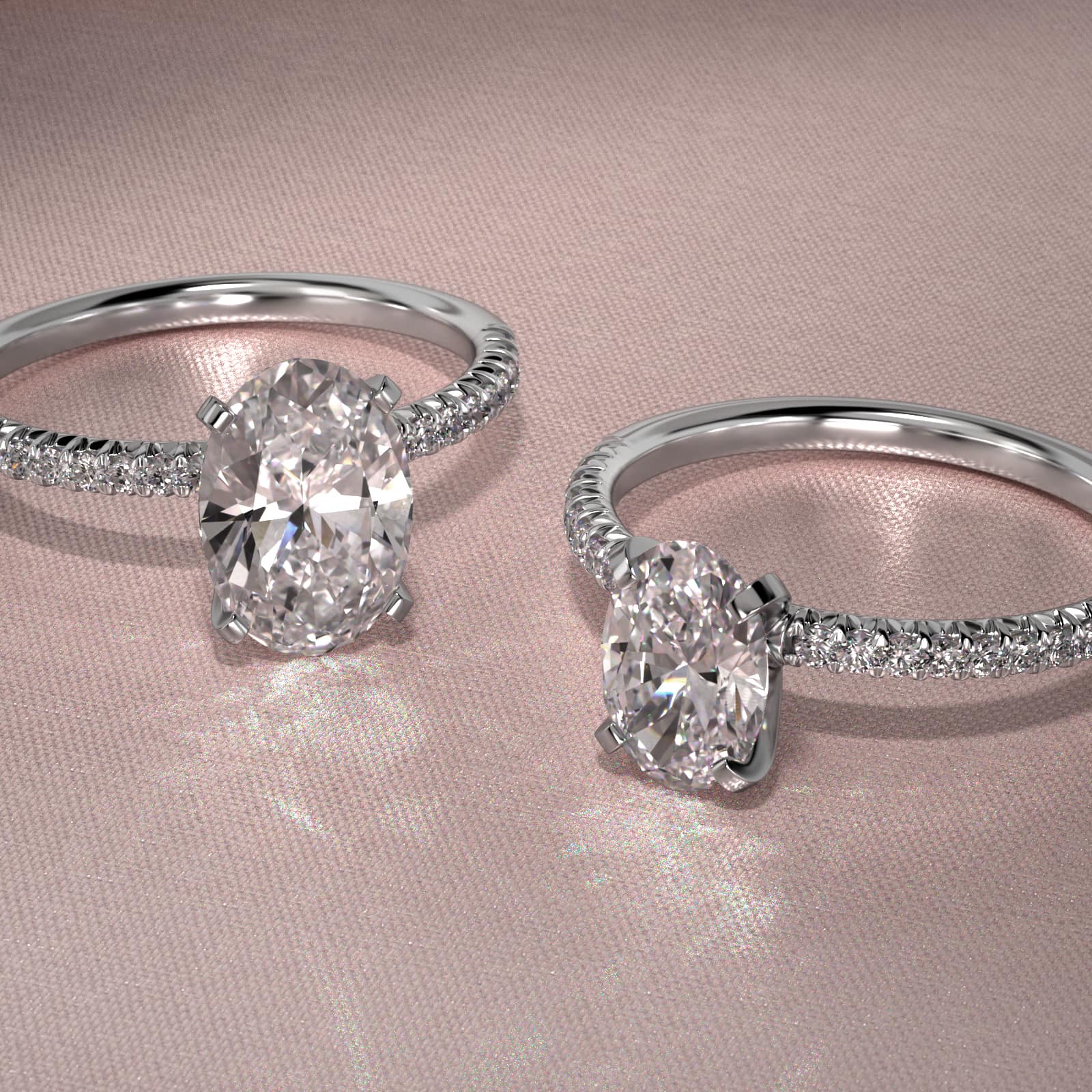 Oval Cut 1 CT Certified Lab-Grown Diamond Petite Pavé Engagement Ring In 14K White Gold