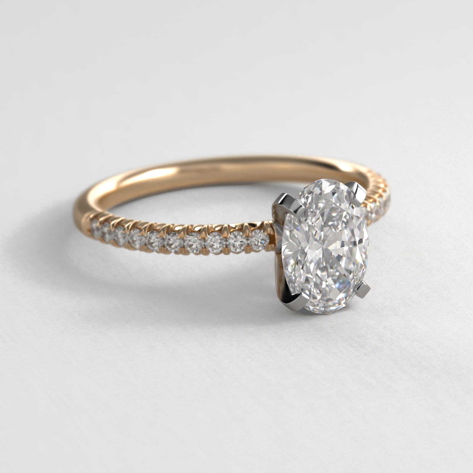 Oval Cut 1 CT Certified Lab-Grown Diamond Petite Pavé Engagement Ring In 14K Yellow Gold