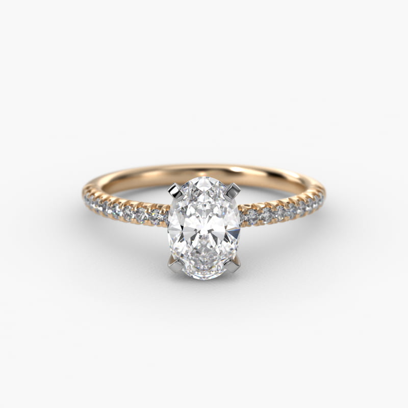 Oval Cut 1.5 CT Certified Lab-Grown Diamond Petite Pavé Engagement Ring In 14K Yellow Gold