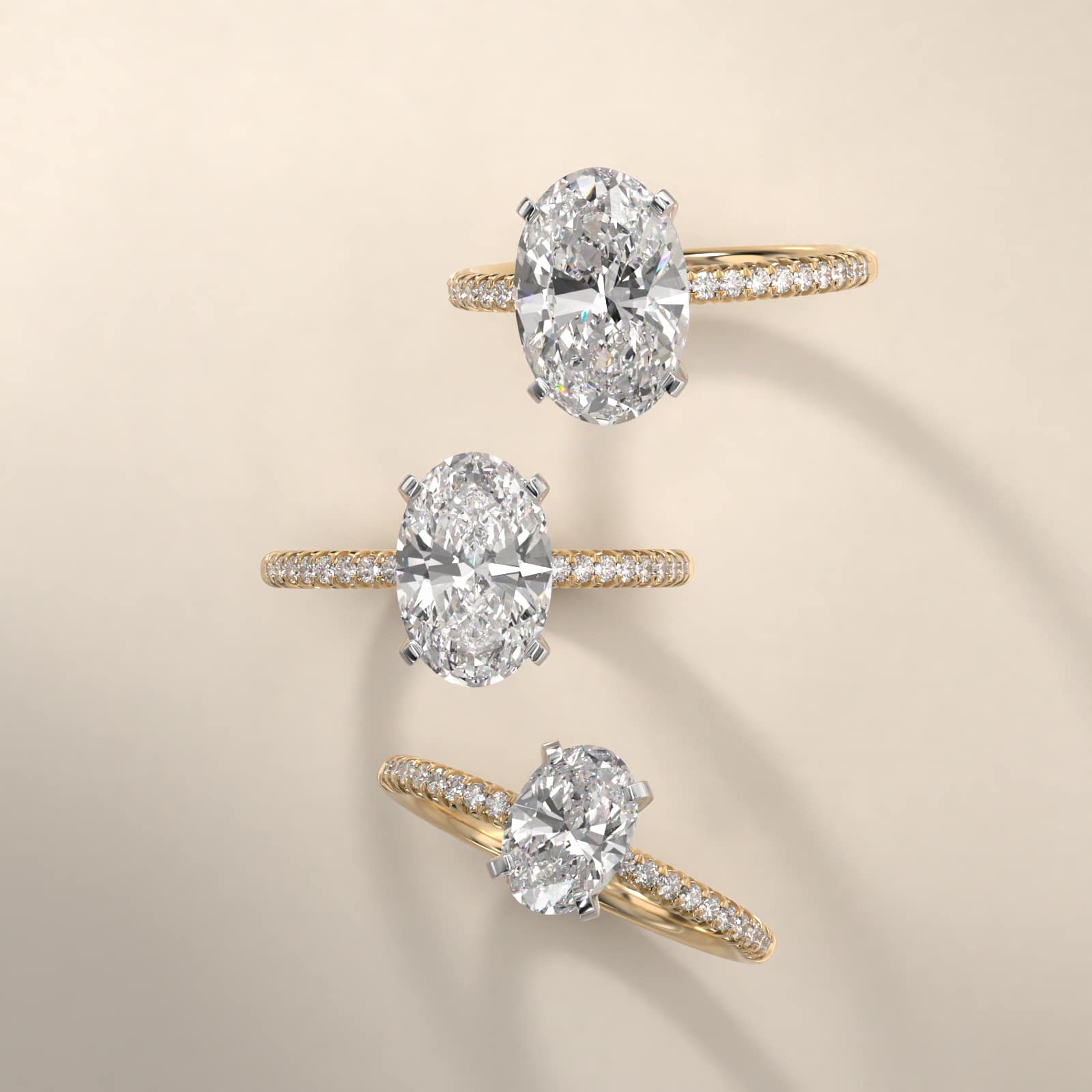 Oval Cut 2 CT Certified Lab-Grown Diamond Petite Pavé Engagement Ring In 14K Yellow Gold