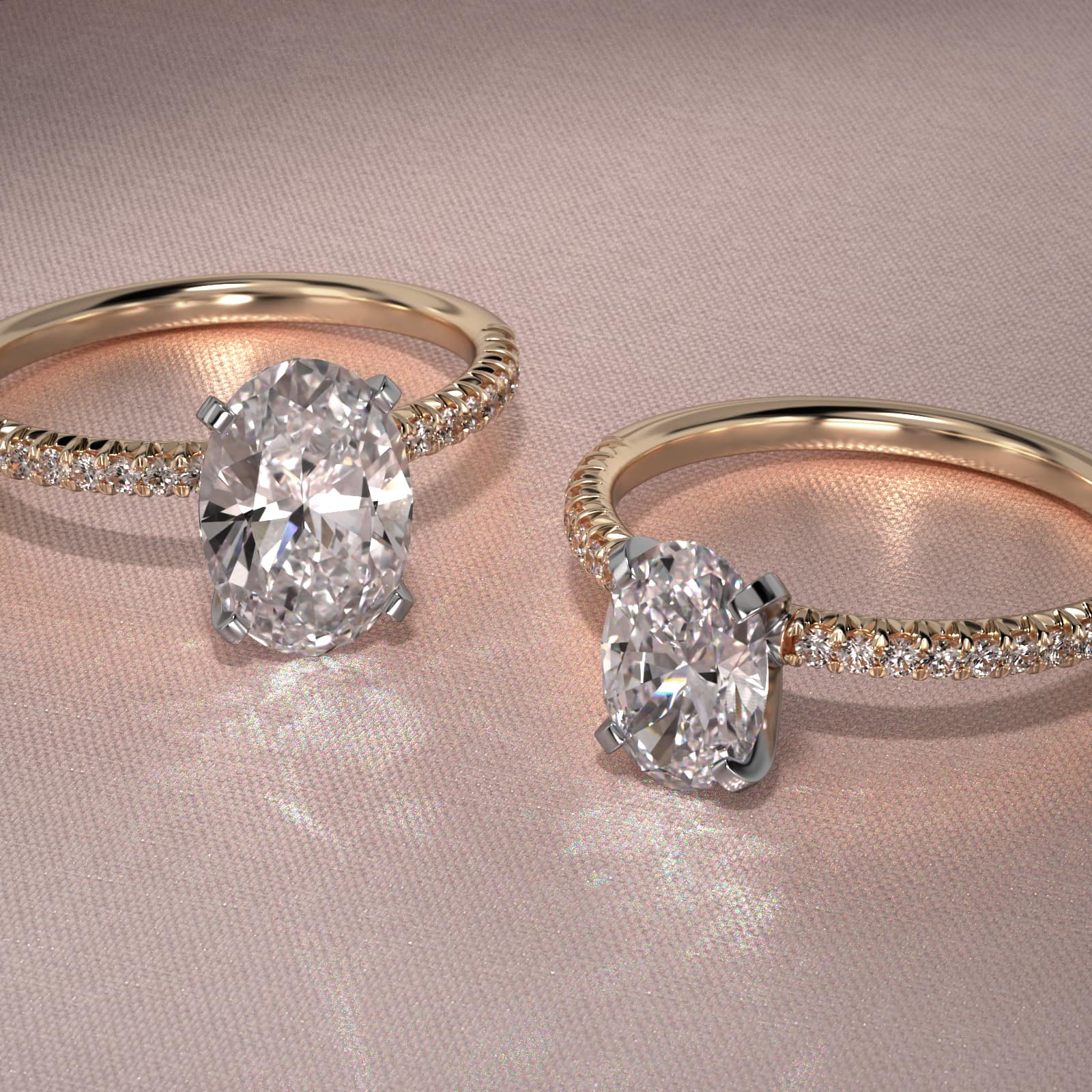 Oval Cut 2.5 CT Certified Lab-Grown Diamond Petite Pavé Engagement Ring In 14K Yellow Gold