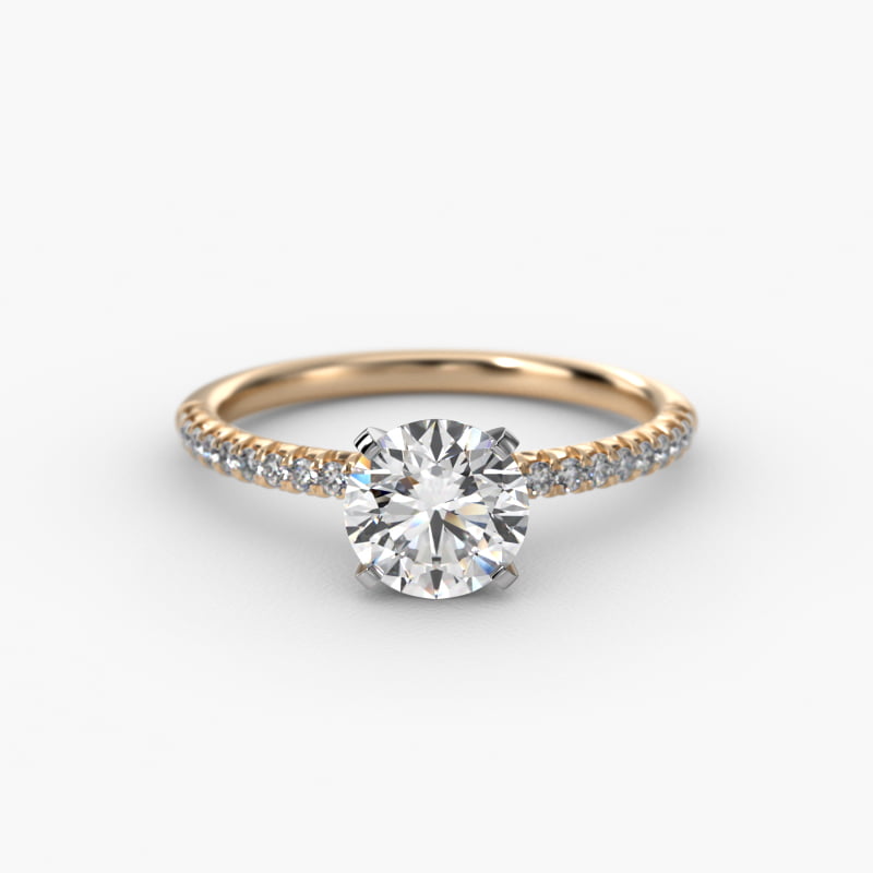Round 1.5 CT Certified Lab-Grown Diamond Petite Pavé Engagement Ring In 14K Yellow Gold