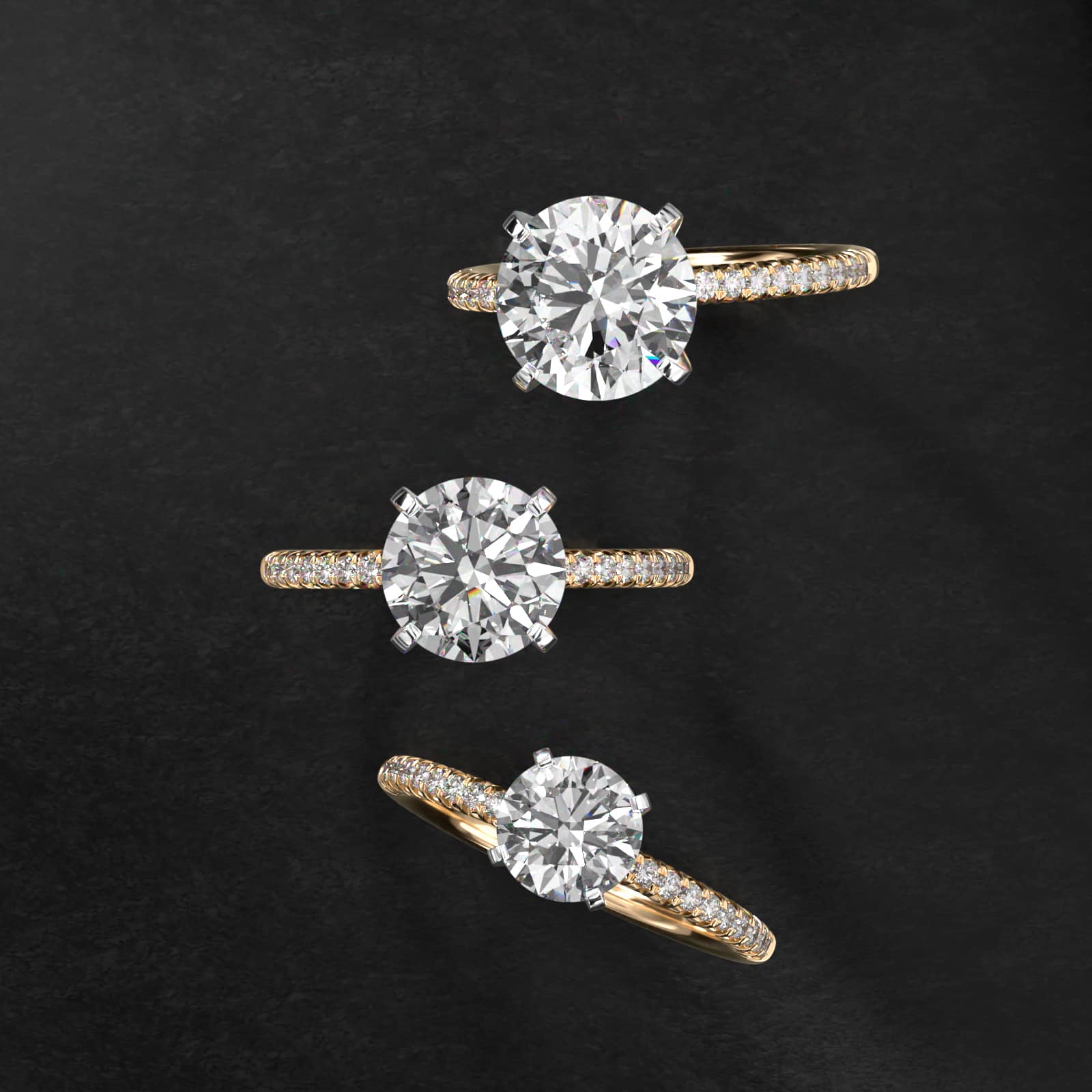 Round 1 CT Certified Lab-Grown Diamond Petite Pavé Engagement Ring In 14K Yellow Gold