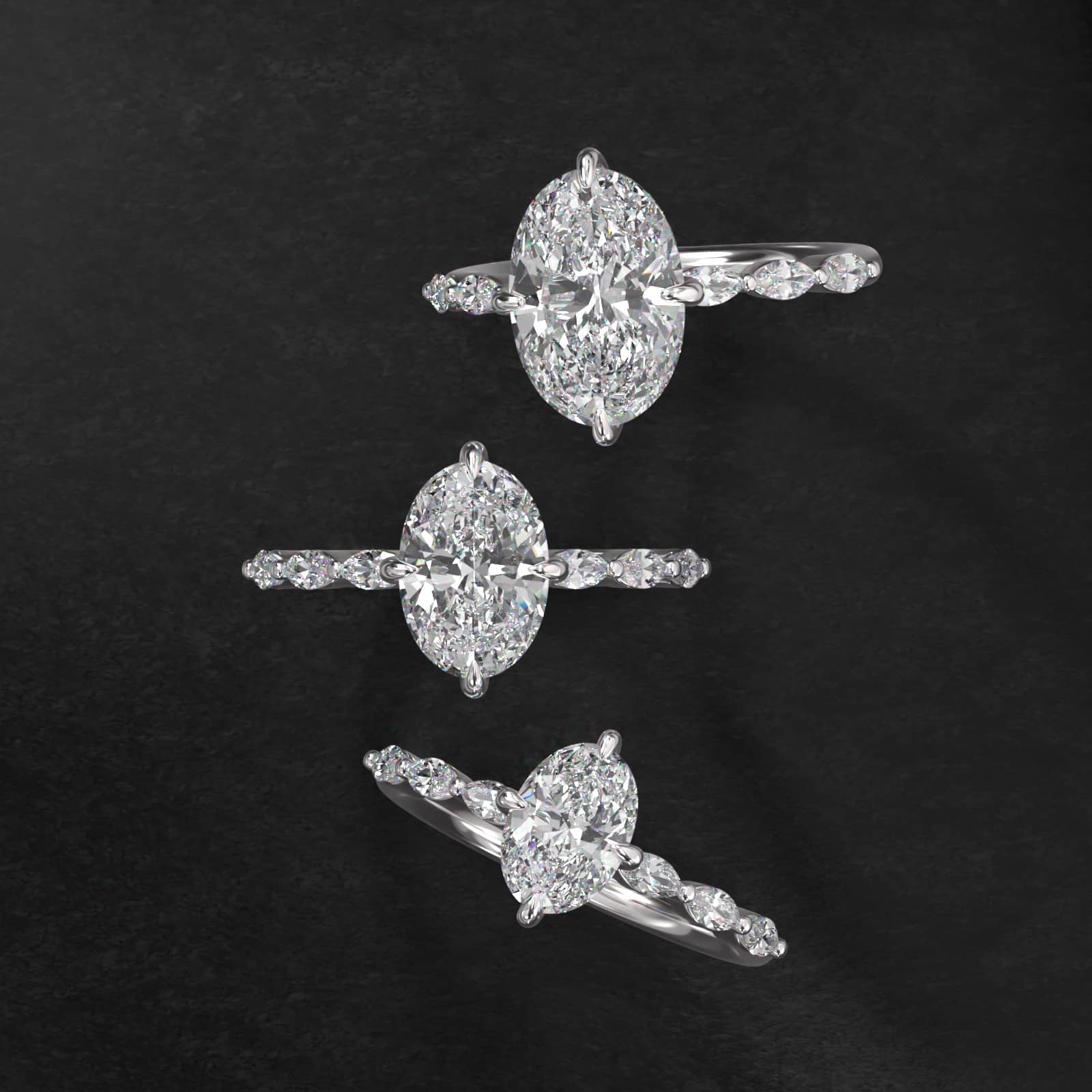 Oval Cut 2 CT Certified Lab-Grown Diamond Shared Prong Marquise Cut Sidestone Engagement Ring In 14K White Gold