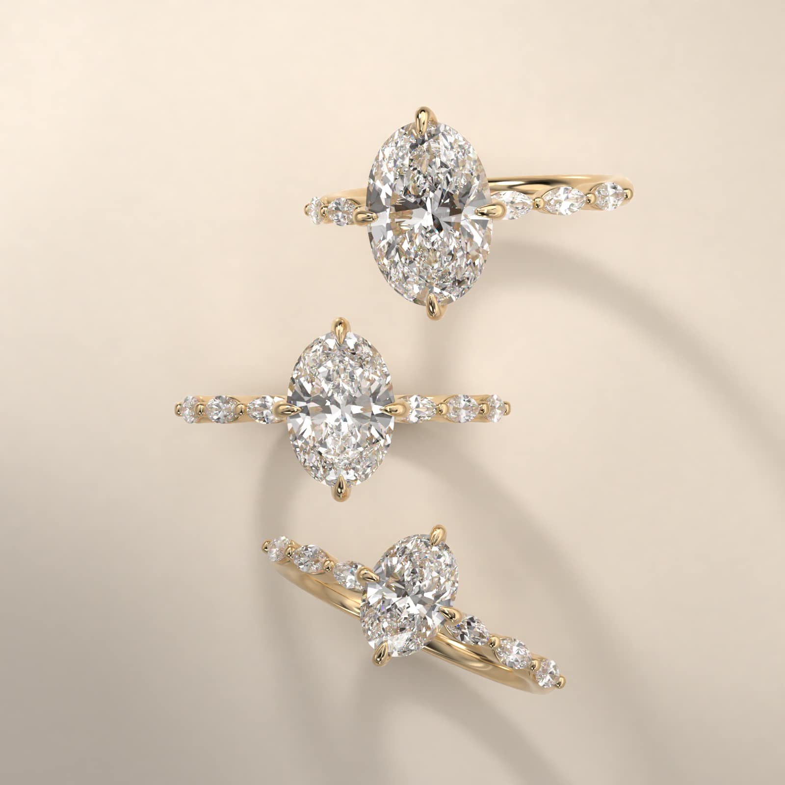 Oval Cut 1.5 CT Certified Lab-Grown Diamond Shared Prong Marquise Cut Sidestone Engagement Ring In 14K Yellow Gold