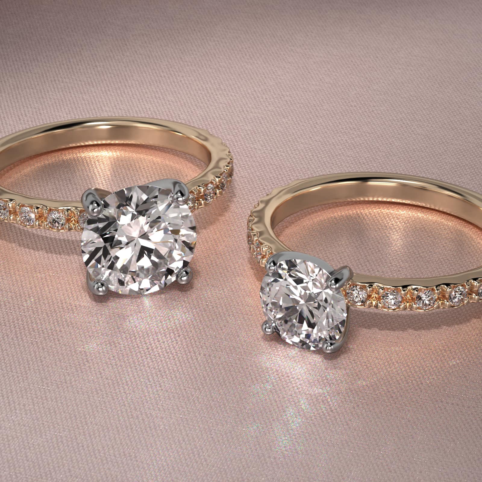 French Cut Pavé Lab-Grown Diamond Engagement Ring In 18K Yellow Gold