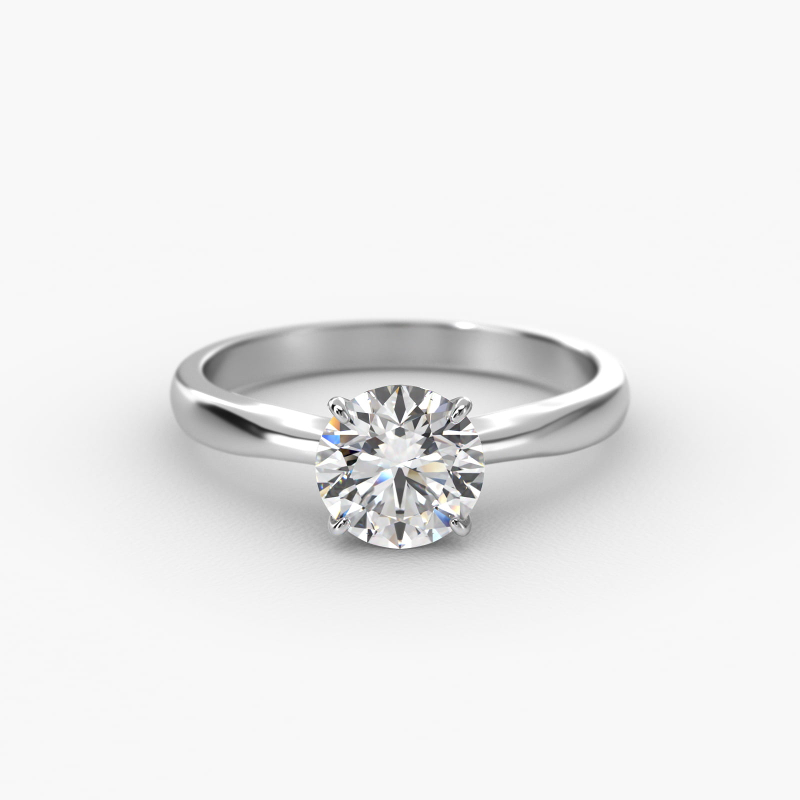 Solitaire Engagement Ring With Wire Basket In 14K White Gold
