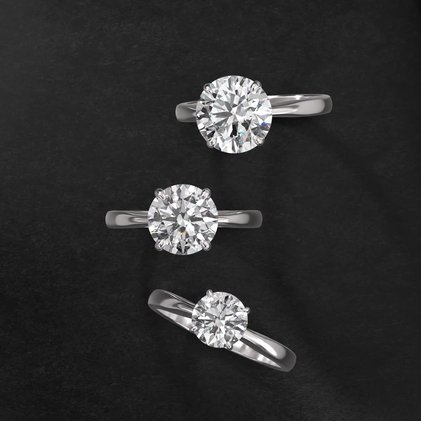 Solitaire Engagement Ring With Wire Basket In 14K White Gold