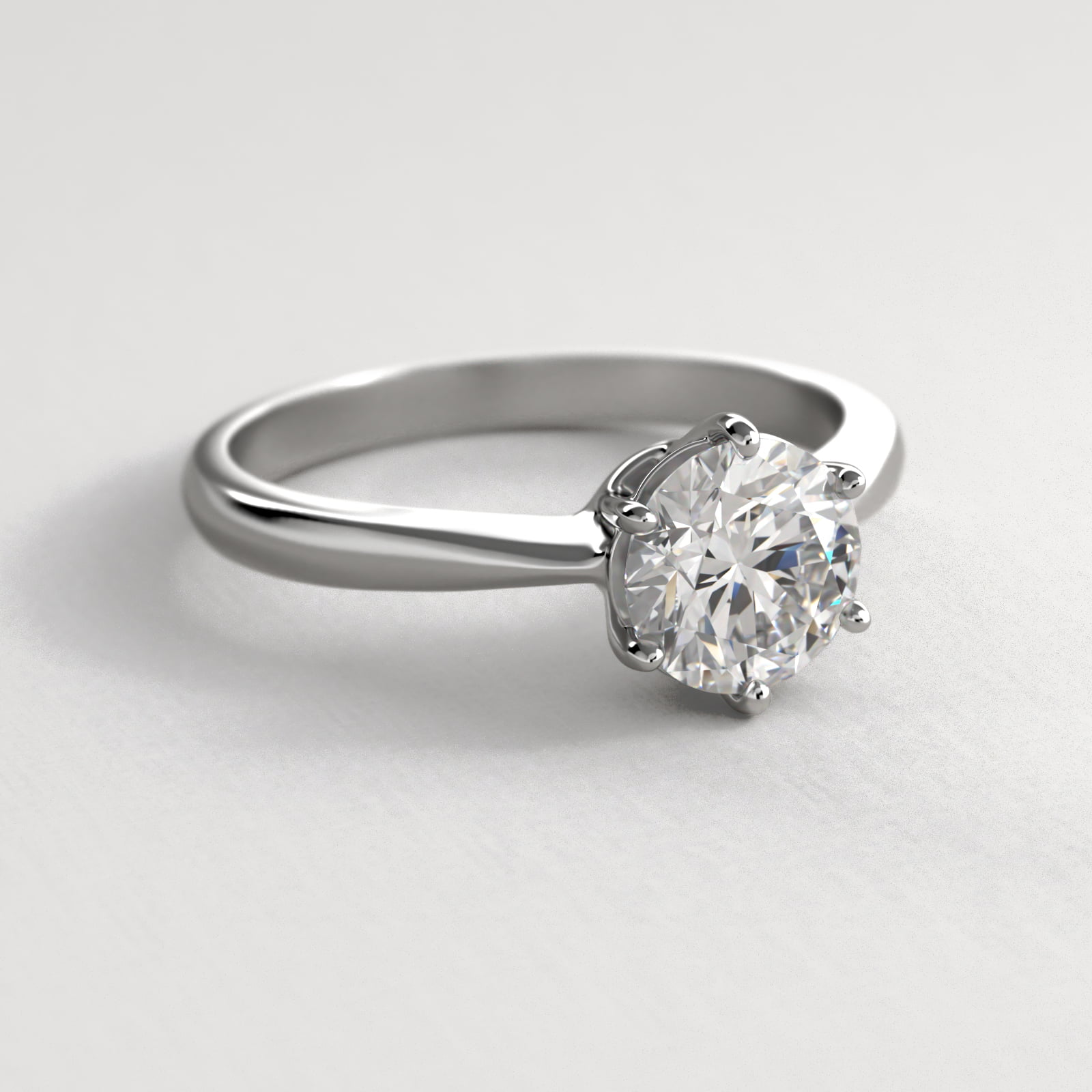 Six Prong Solitaire Engagement Ring With Wire Basket In Platinum