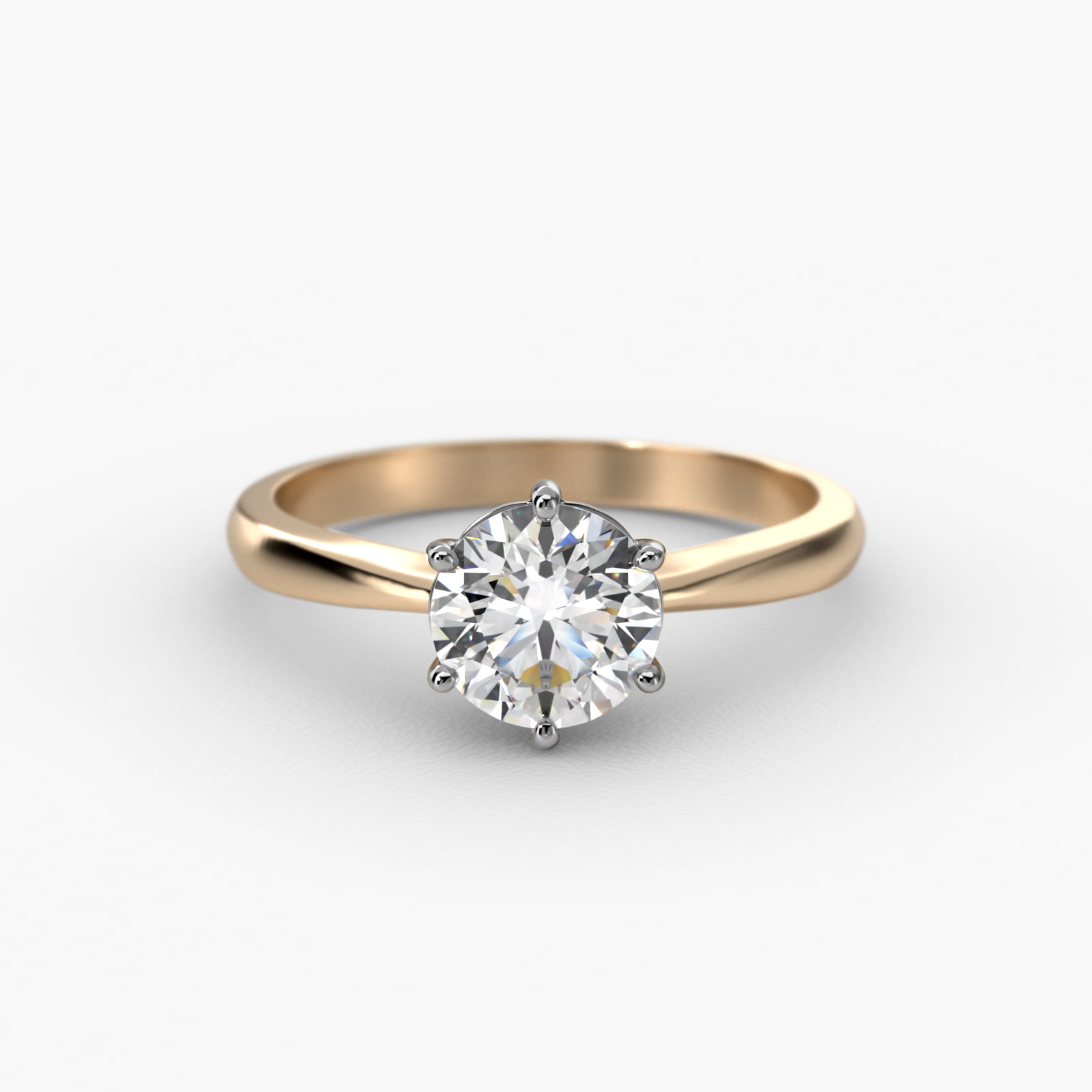 Six Prong Solitaire Engagement Ring With Wire Basket In 14K Yellow Gold