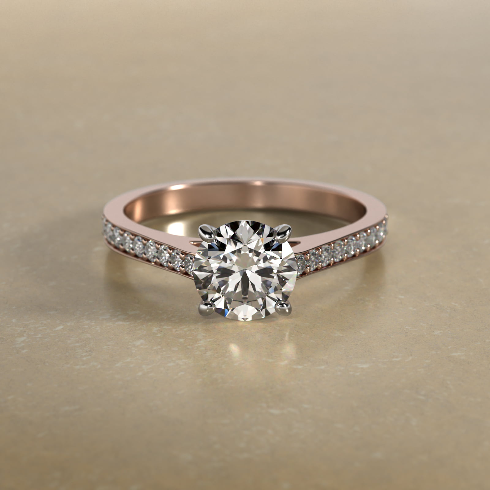 Diamond Pavé Engagement Ring In 14K Rose Gold