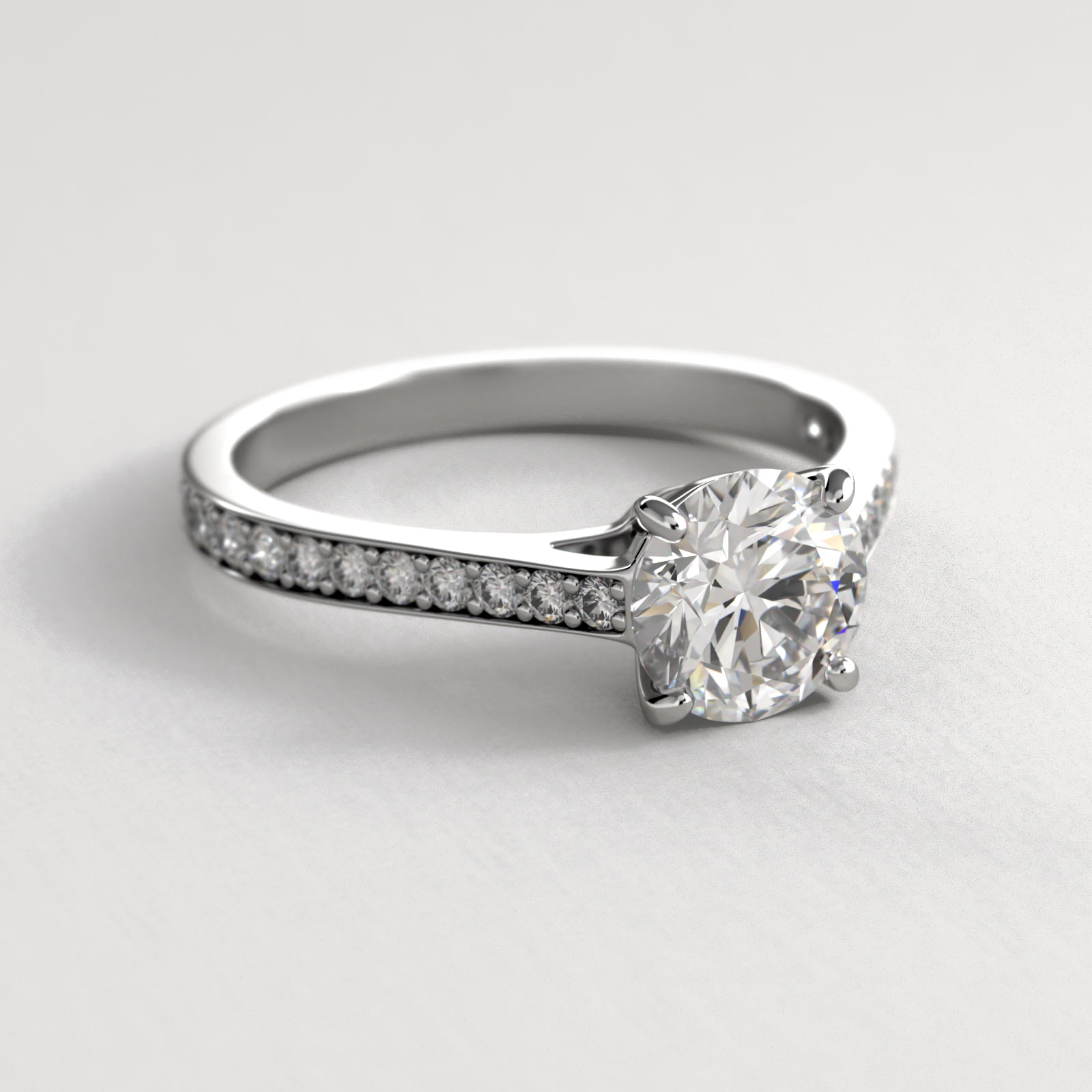 Diamond Pavé Engagement Ring In 18K White Gold