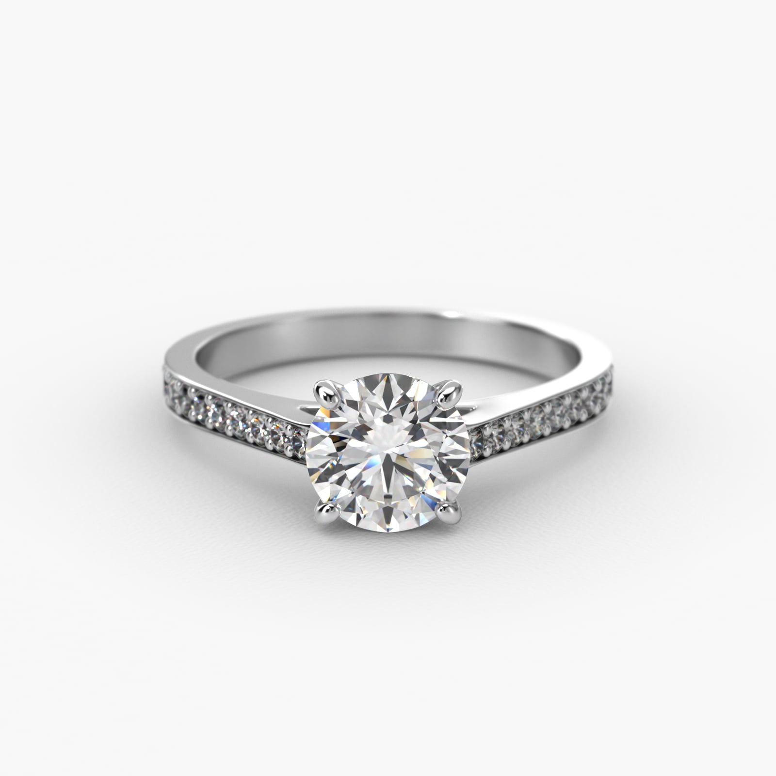 Diamond Pavé Engagement Ring In 14K White Gold