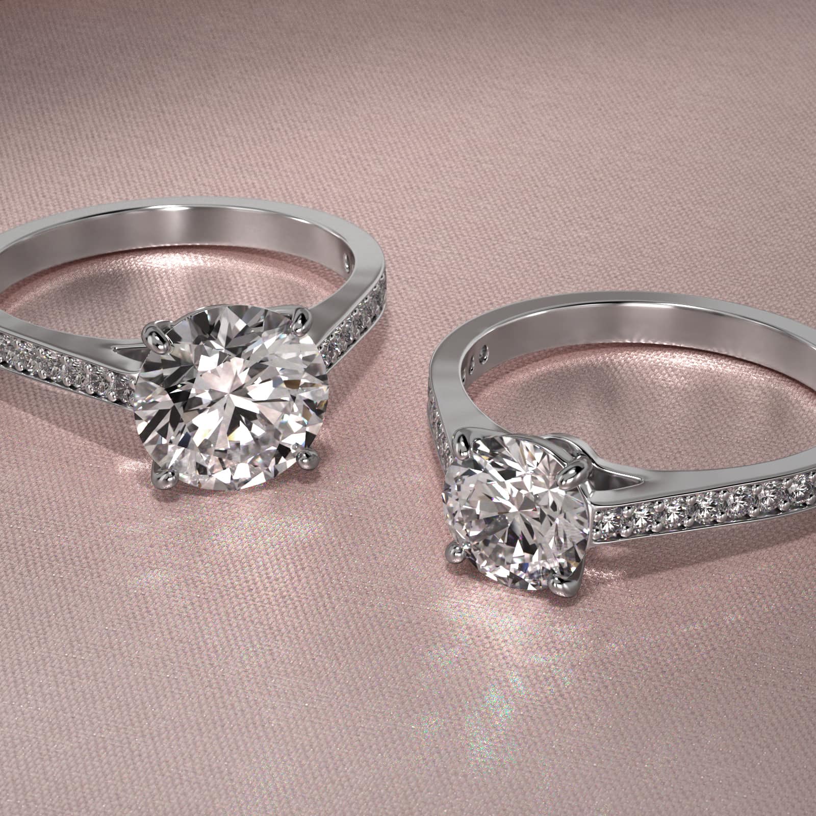 Diamond Pavé Engagement Ring In 14K White Gold