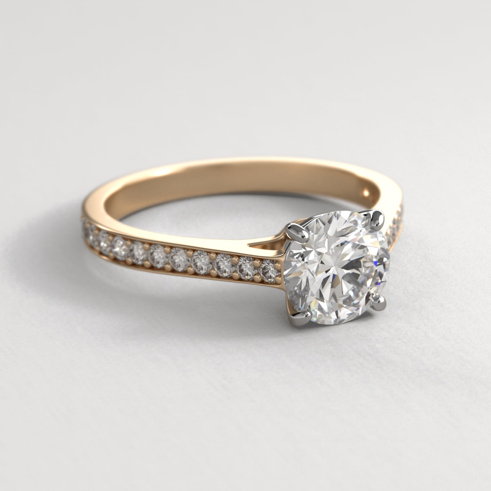 Diamond Pavé Engagement Ring In 14K Yellow Gold