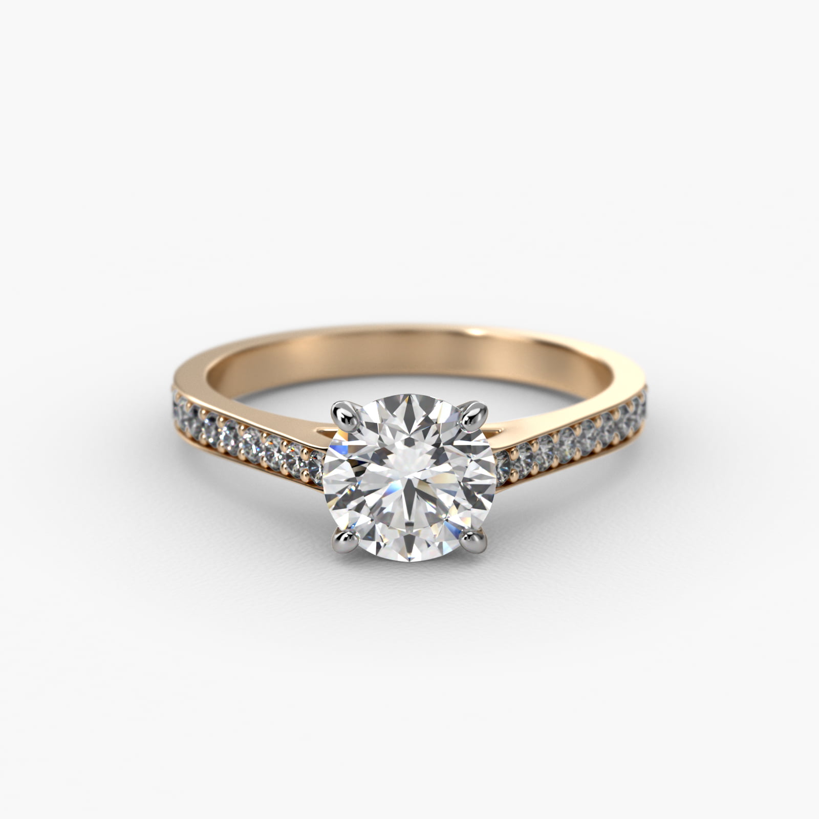 Diamond Pavé Engagement Ring In 18K Yellow Gold