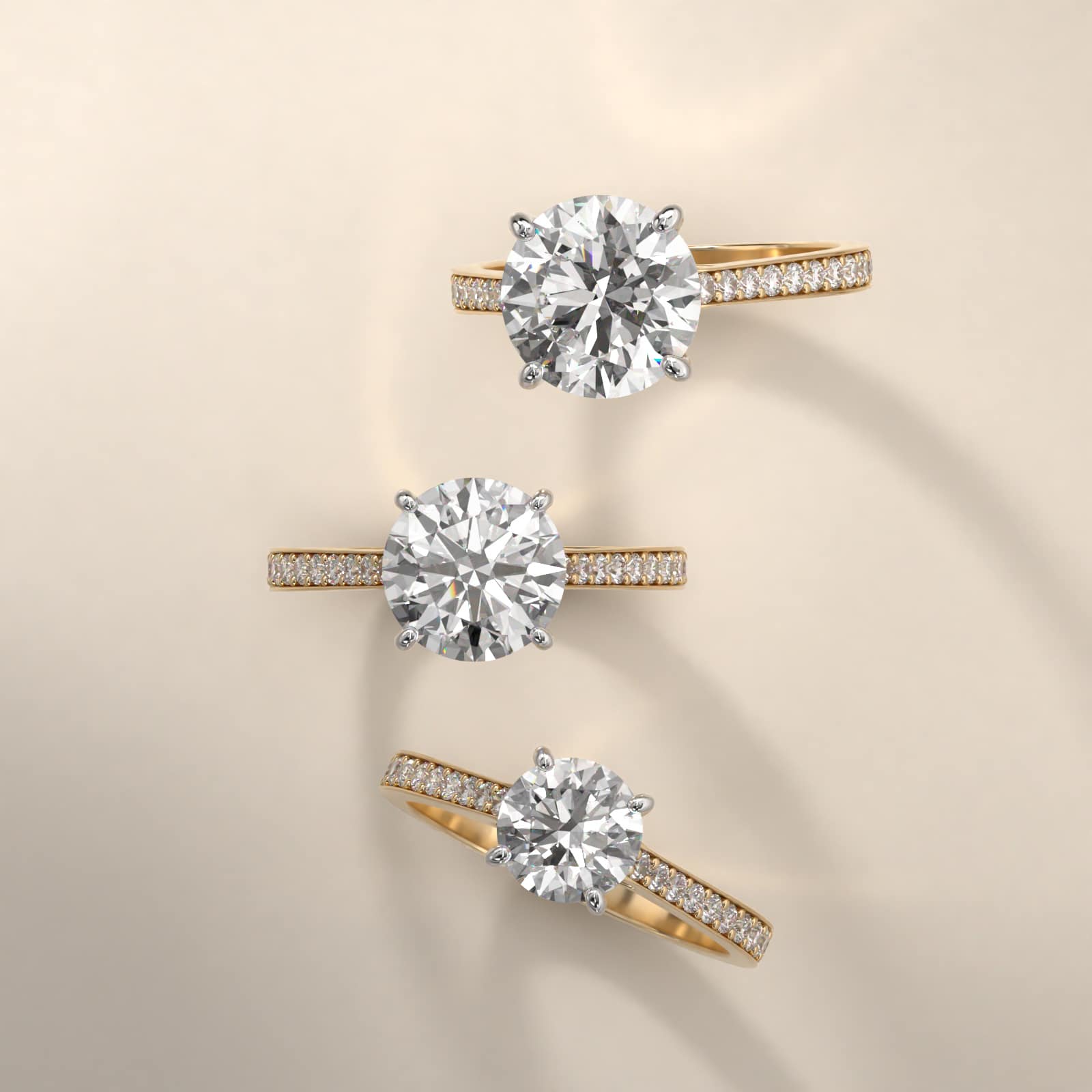 Diamond Pavé Engagement Ring In 14K Yellow Gold