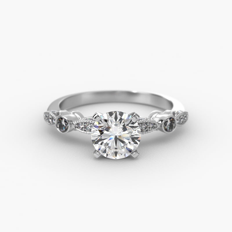 Bezel And Pavé Set Vintage-Style Engagement Ring In Platinum