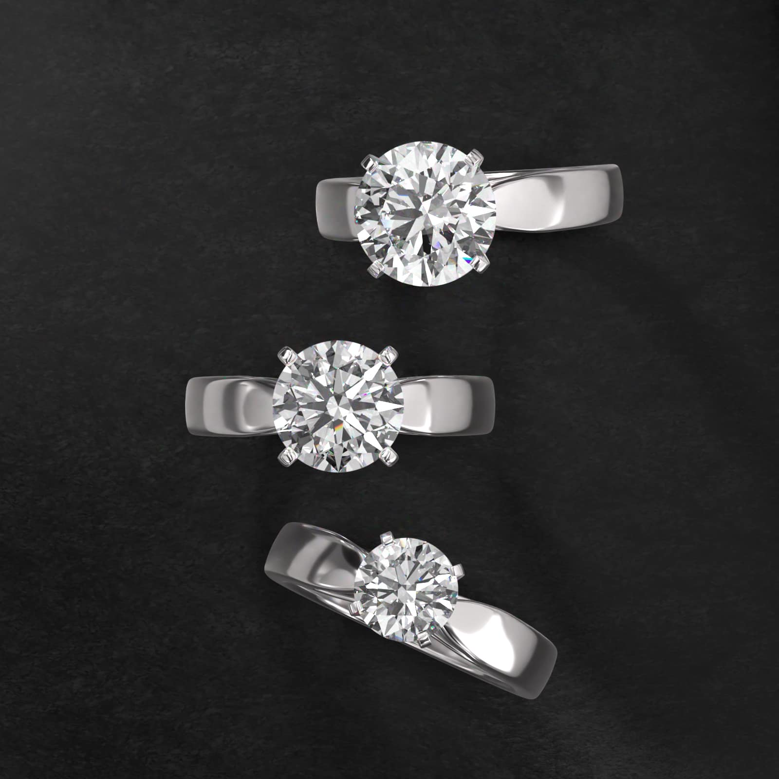 Rounded Cathedral Solitaire Engagement Ring In 14K White Gold