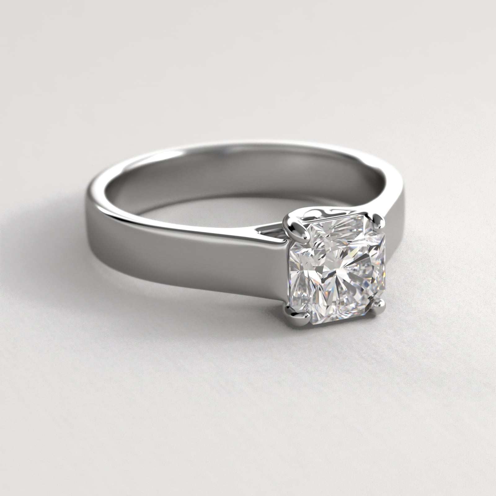 Cross Prong Solitaire Engagement Ring In 14K White Gold