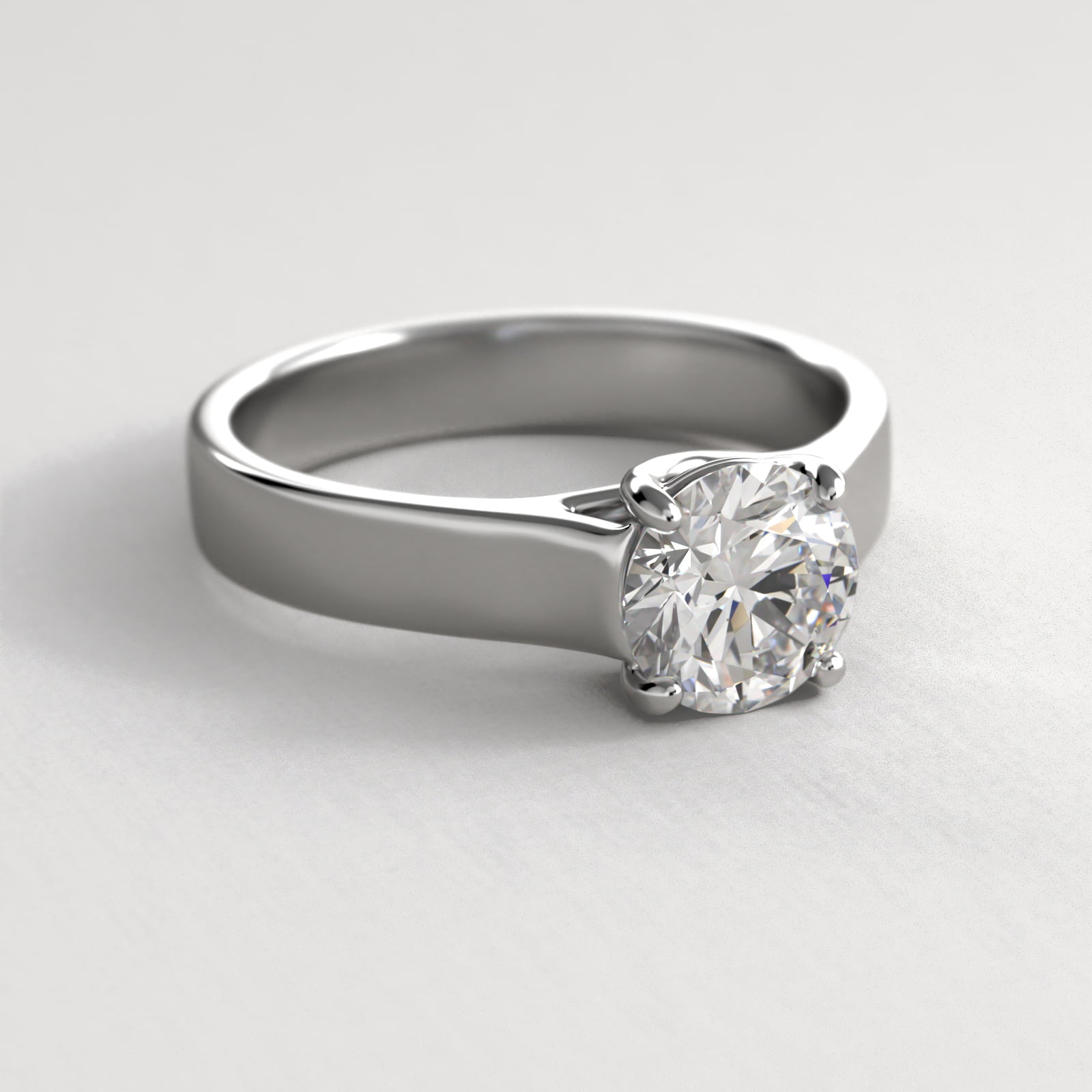 Cross Prong Solitaire Engagement Ring In 14K White Gold