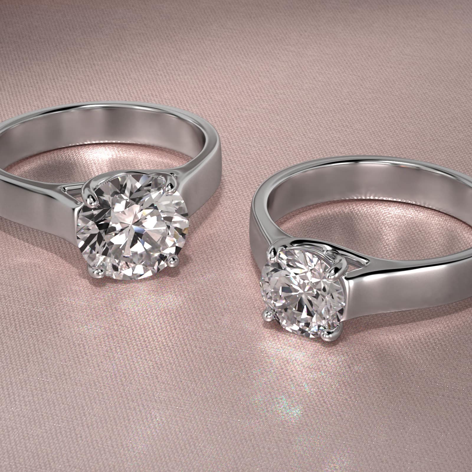 Cross Prong Solitaire Engagement Ring In 14K White Gold