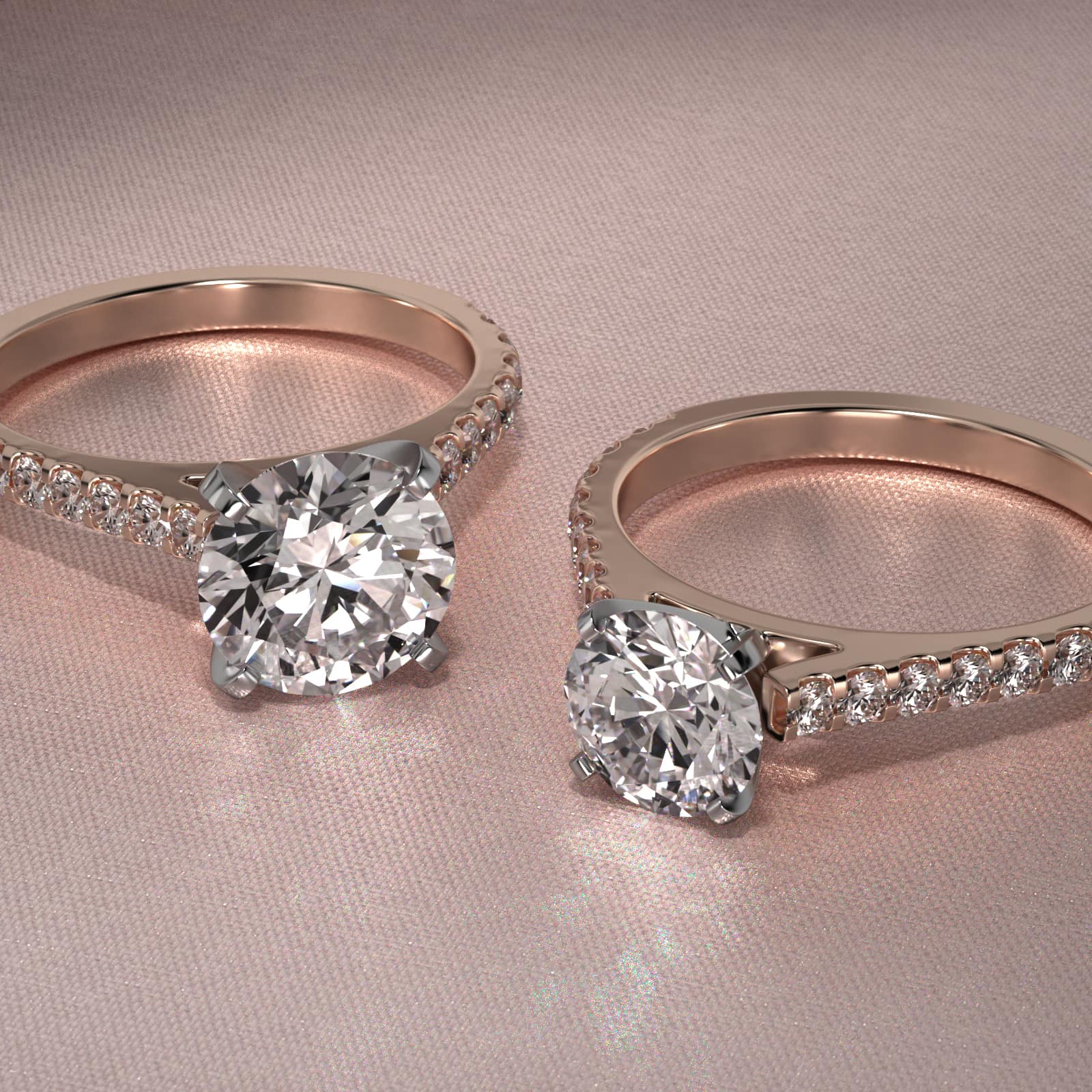 Common Prong Diamond Pavé Engagement Ring In 14K Rose Gold