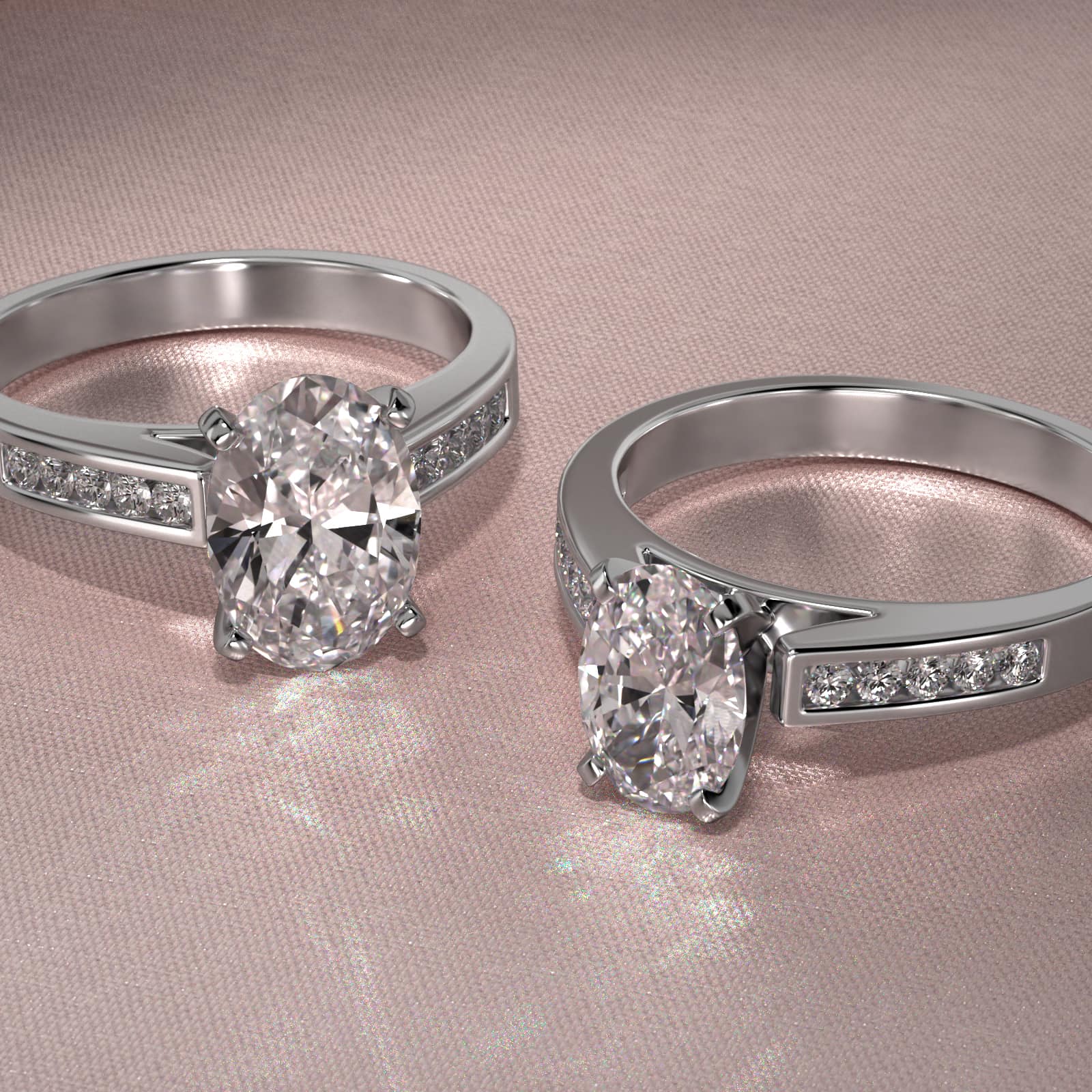 Platinum Channel Set Round Shaped Diamond Engagement Ring