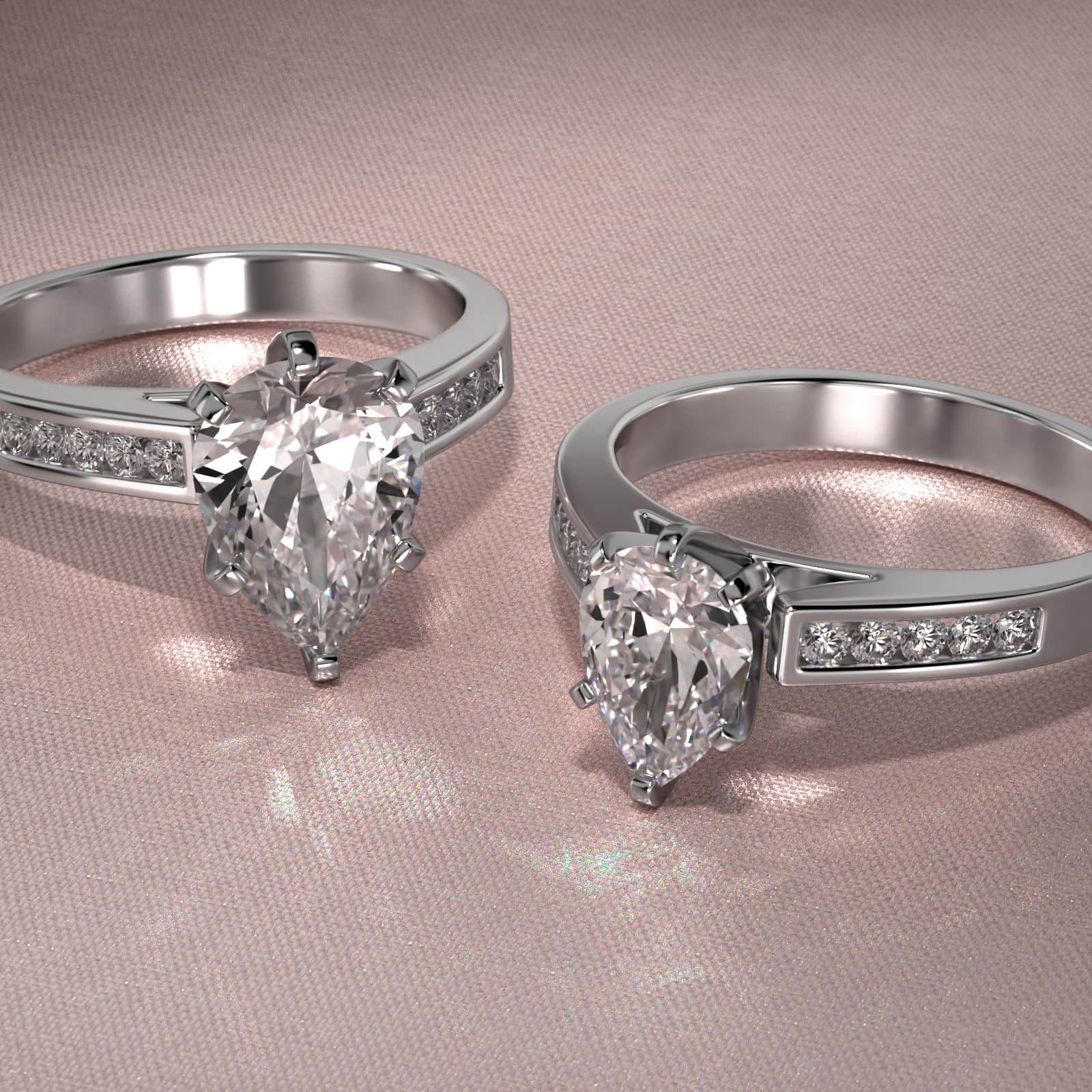 Platinum Channel Set Round Shaped Diamond Engagement Ring