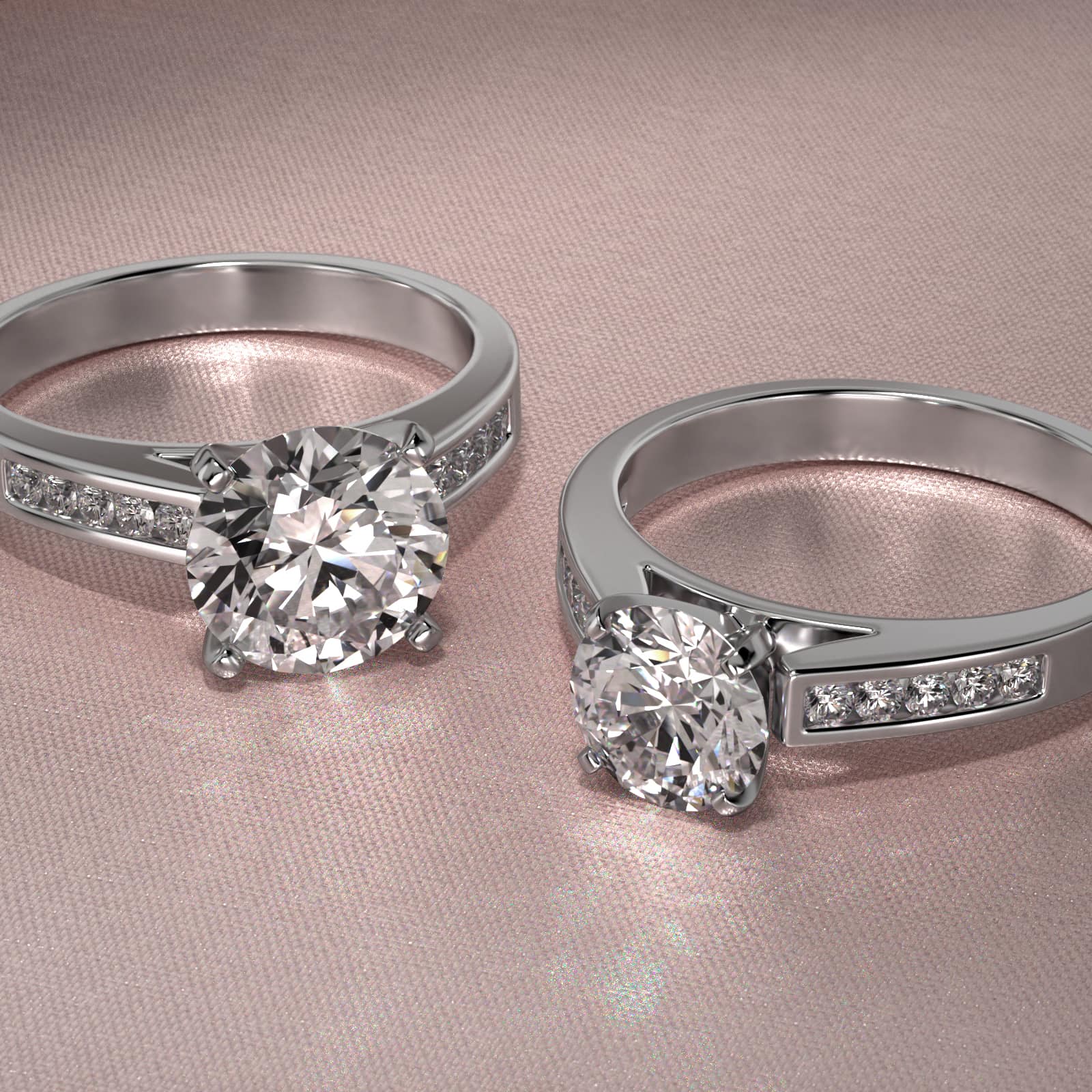 Platinum Channel Set Round Shaped Diamond Engagement Ring