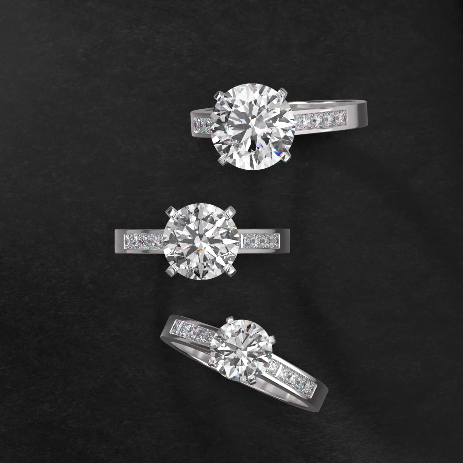 14K White Gold 0.25ct Channel Set Princess Shaped Diamond Engagement Ring