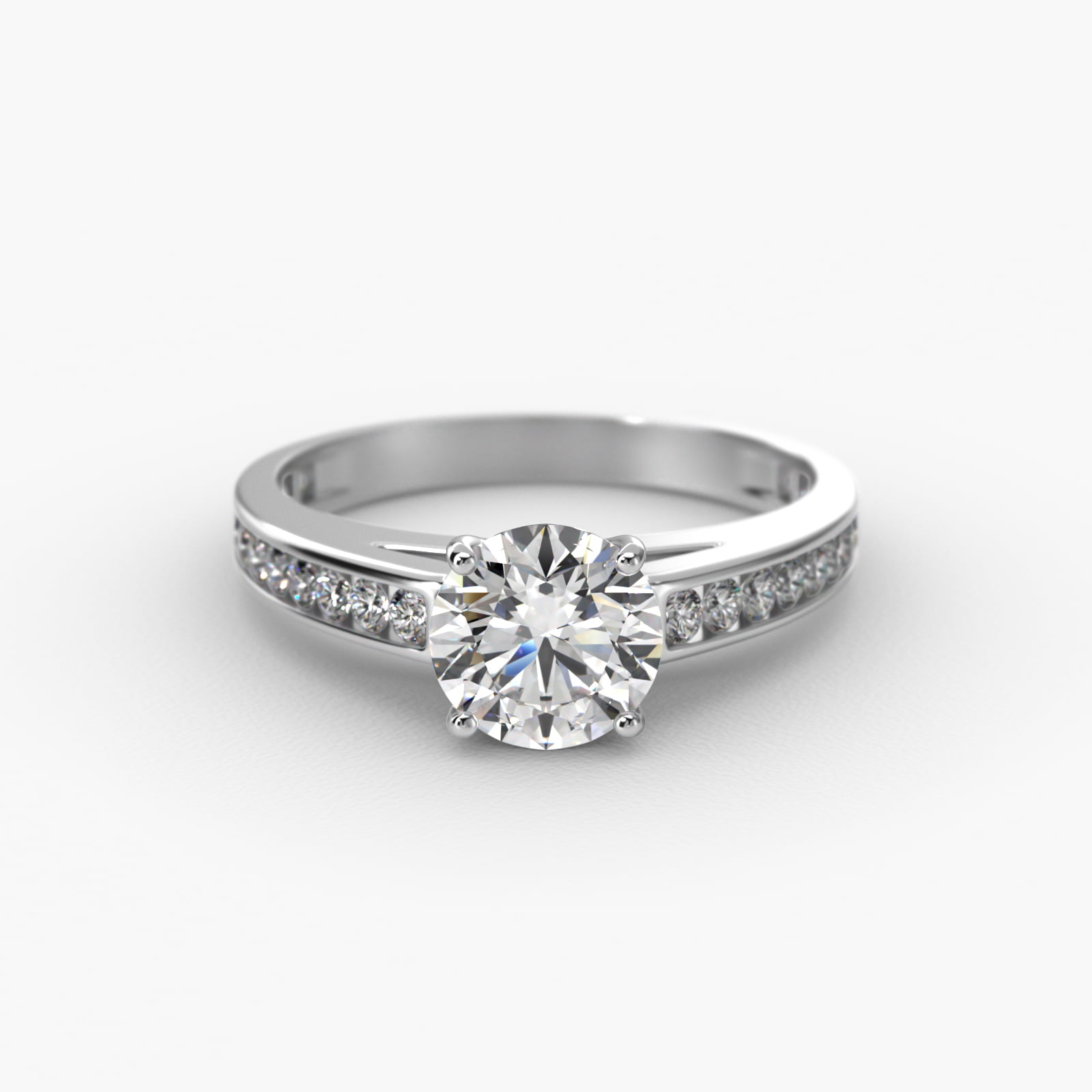 Engagement Ring With Channel Set Round Diamonds In Platinum