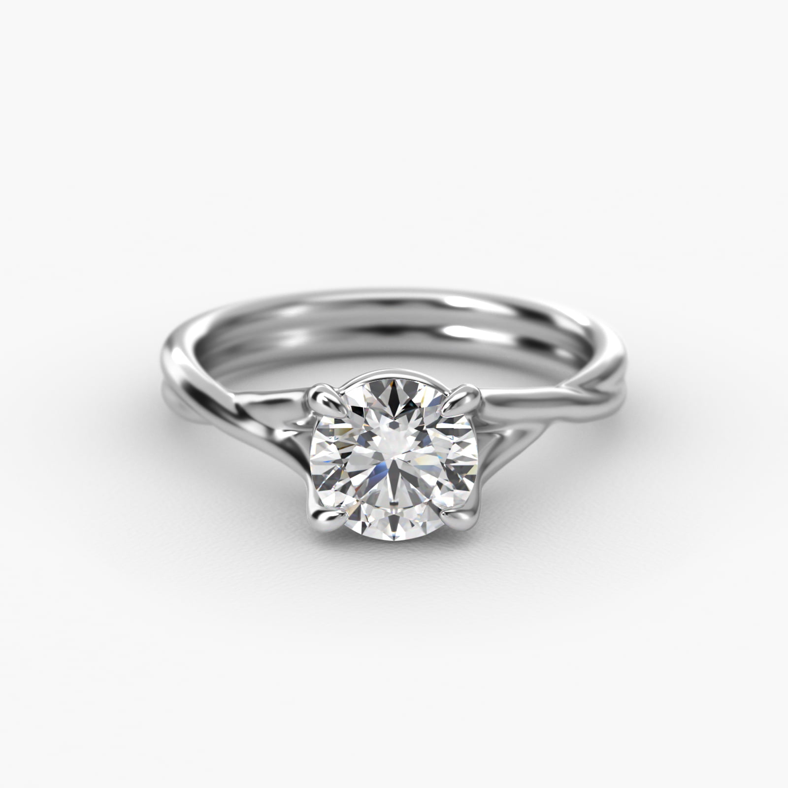 Twisted Shank Contemporary Solitaire Engagement Ring In Platinum