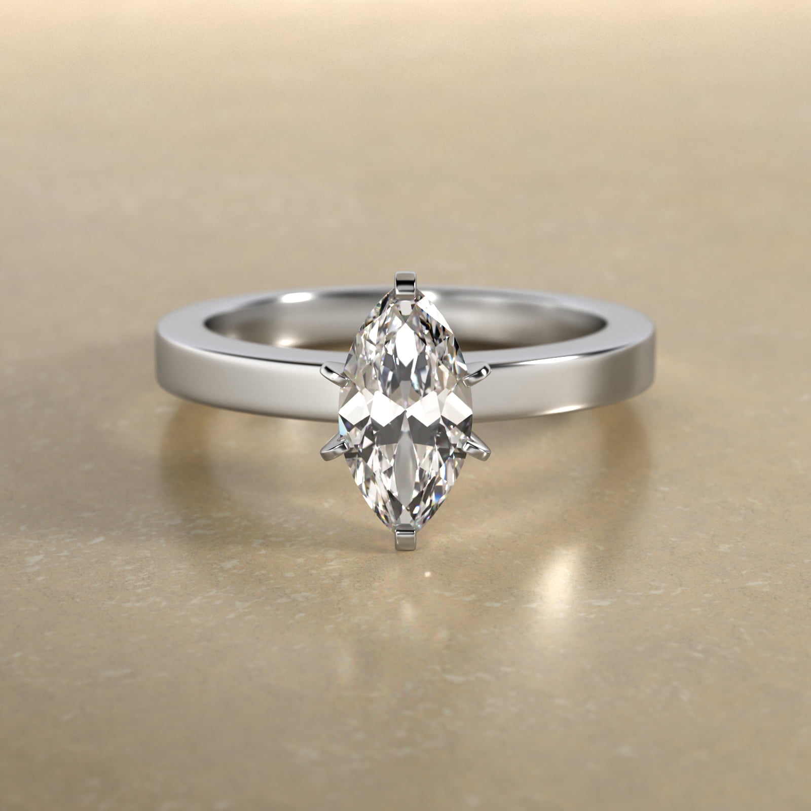 Flat Edge Solitaire Engagement Ring In Platinum